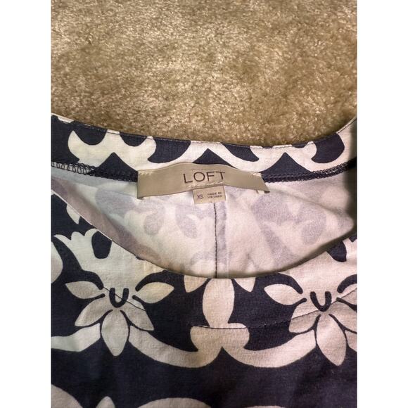 Ann Taylor Loft Women’s Dress Gray White Short Sleeve Knee Length Size XS E105 - Picture 6 of 10